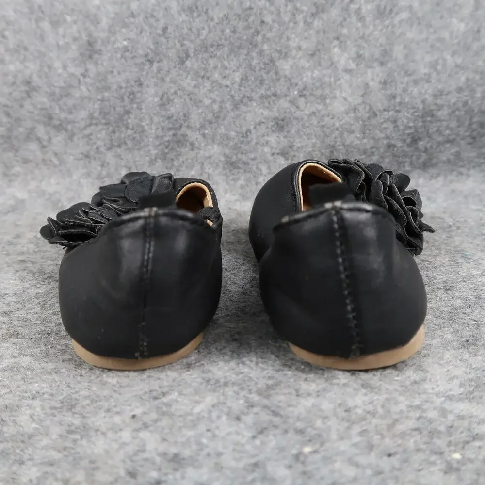 Old Navy Shoes Baby Girls 5 Mary Jane Flats Flower Black Slip On Closed Toe